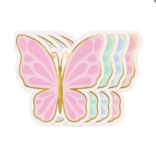 PartyDeco Schmetterling Servietten Pink, 12 Stück