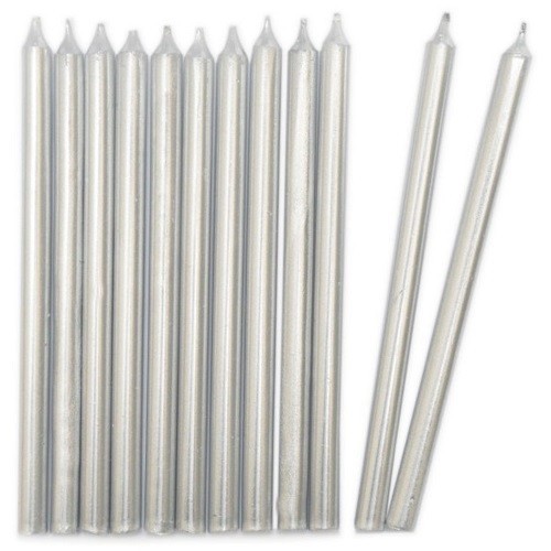 ScrapCooking Birthday Candles in Silver, 12 pcs