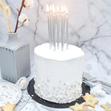 ScrapCooking Birthday Candles in Silver, 12 pcs