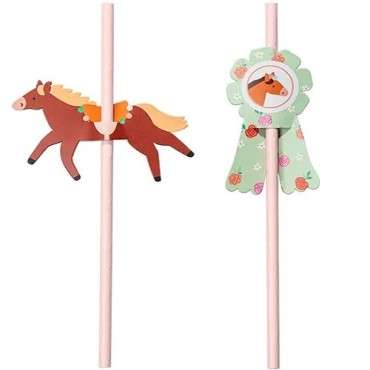 PartyDeco Horse Paper Straws, 6 pcs