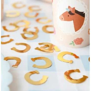 PartyDeco Horse Horseshoe Table Confetti Gold, 15g