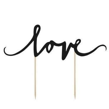 PartyDeco 'Love' Cake Topper Black – Elegant Cake Décor