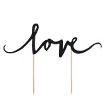 PartyDeco Love Cake Topper - Black, 7x23cm