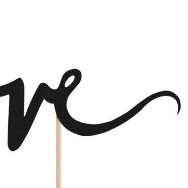 PartyDeco 'Love' Cake Topper Black – Elegant Cake Décor