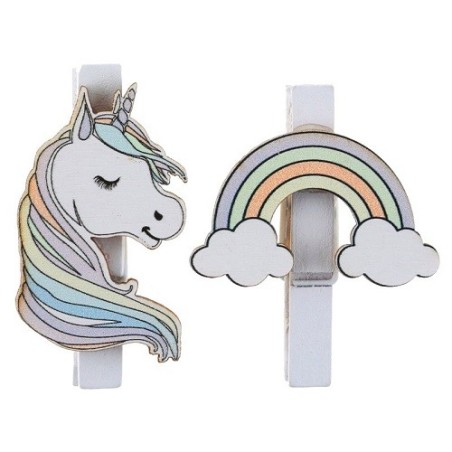 Decorative Clips Unicorn & Rainbow – 6 pcs | Magical Party Décor