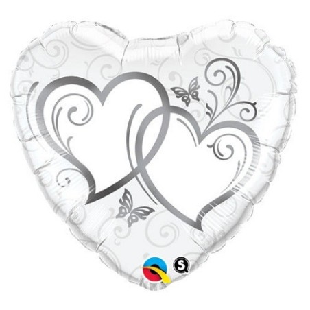 Double-Heart Silver Foil Balloon – 91 cm | Romantic Wedding Décor