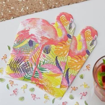 Ginger Ray Flamingo Beach Napkins – 20 pcs | Tropical Party Décor