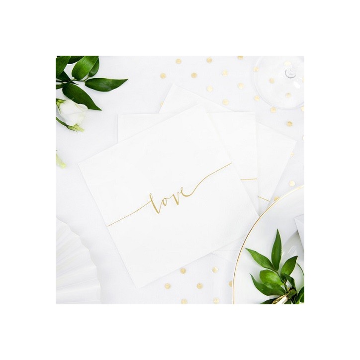 PartyDeco love Servietten – 20 Stück | Elegante Tischdeko für Hochzeiten