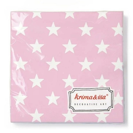 krima&isa Pink Napkins with Stars, 20 pcs