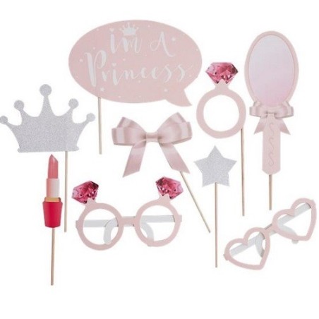 Ginger Ray "I'm a Princess" Photobooth Set – 9 pcs | Fairy-Tale Photo Décor