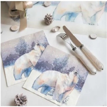 Polar Bear Napkins, Santex, Blue-Grey, 20 pcs