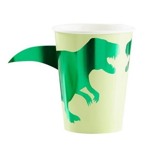 Ginger Ray Shiny Dinosaur Paper Cups, 8 pcs