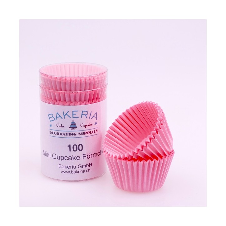 Bakeria Mini Cupcake Förmchen Uni Hell Rosa, 100 Stück