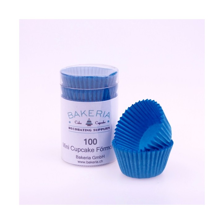 Bakeria Mini Cupcake Förmchen Uni Blau, 100 Stück