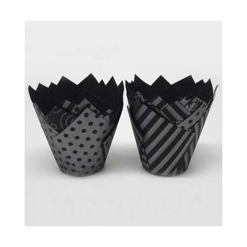 Vogue Black/Silver Tulip Muffin Wraps, 50 pcs