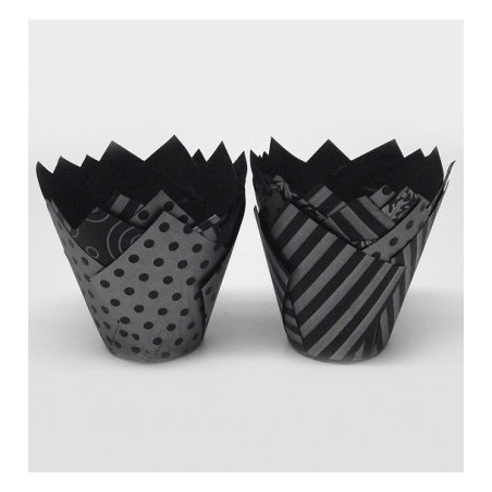 Vogue Schwarz/Silber Tulip Muffin Förmchen, 50 Stück