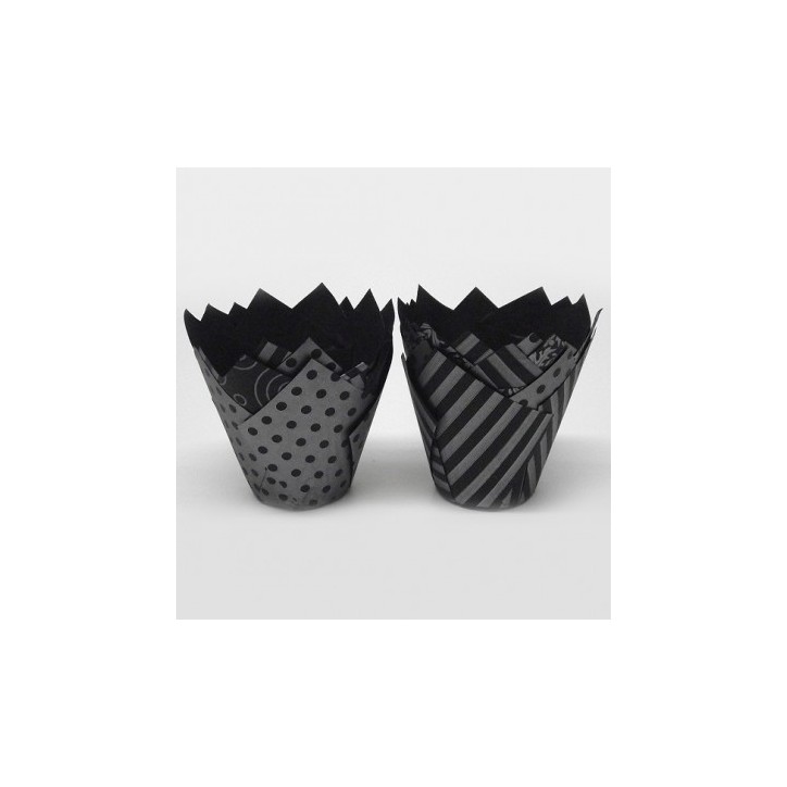 Vogue Black/Silver Tulip Muffin Wraps, 50 pcs