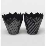 Vogue Black/Silver Tulip Muffin Wraps, 50 pcs