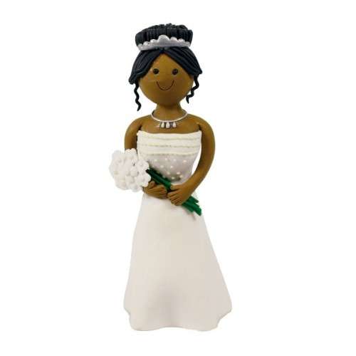 Black Haired Bride Cake Topper